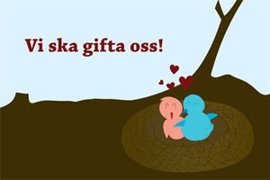 Tecknade fåglar i ett bo